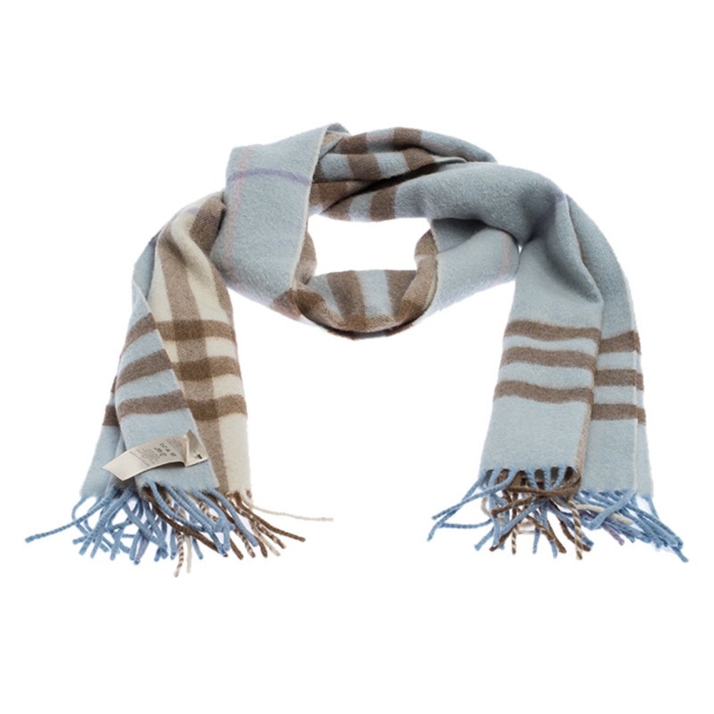 Burberry Scarf in Soft Blue 50/50 wool/cashmere